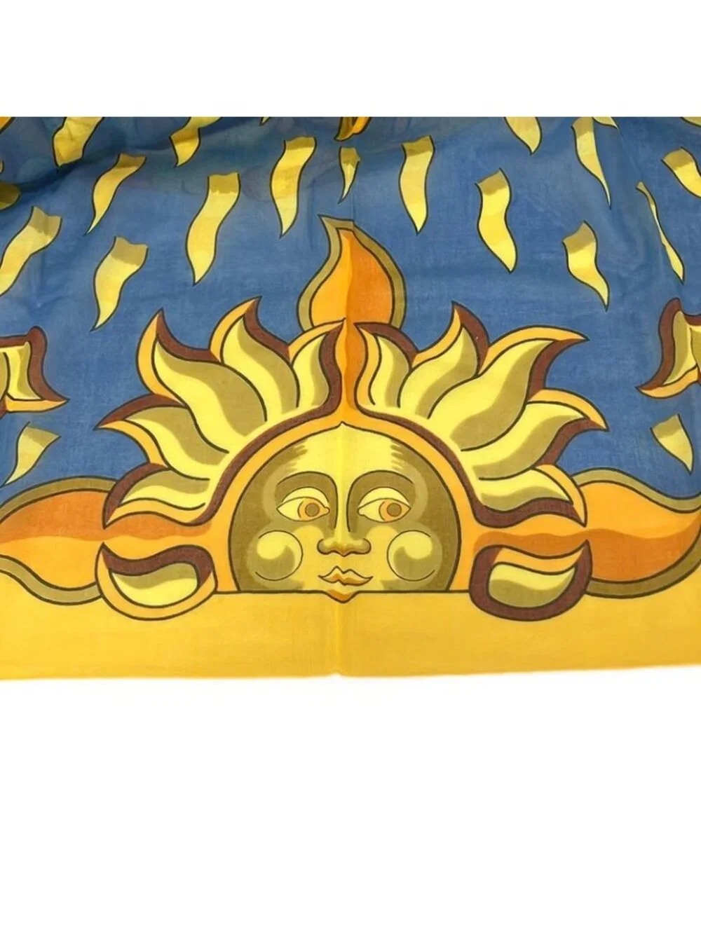 Hermes Shawl Yellow Blue Multi Sun Pareo Cotton Scarf - Picture 6 of 7
